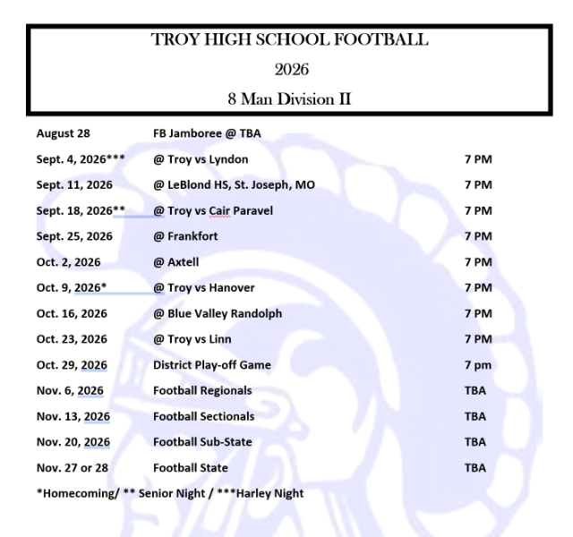 Troy Public Schools - 2026 Troy HS Football Schedule